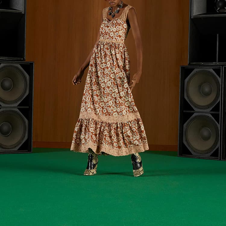 Gucci Love Parade Floral Dress Brown - изображение 5