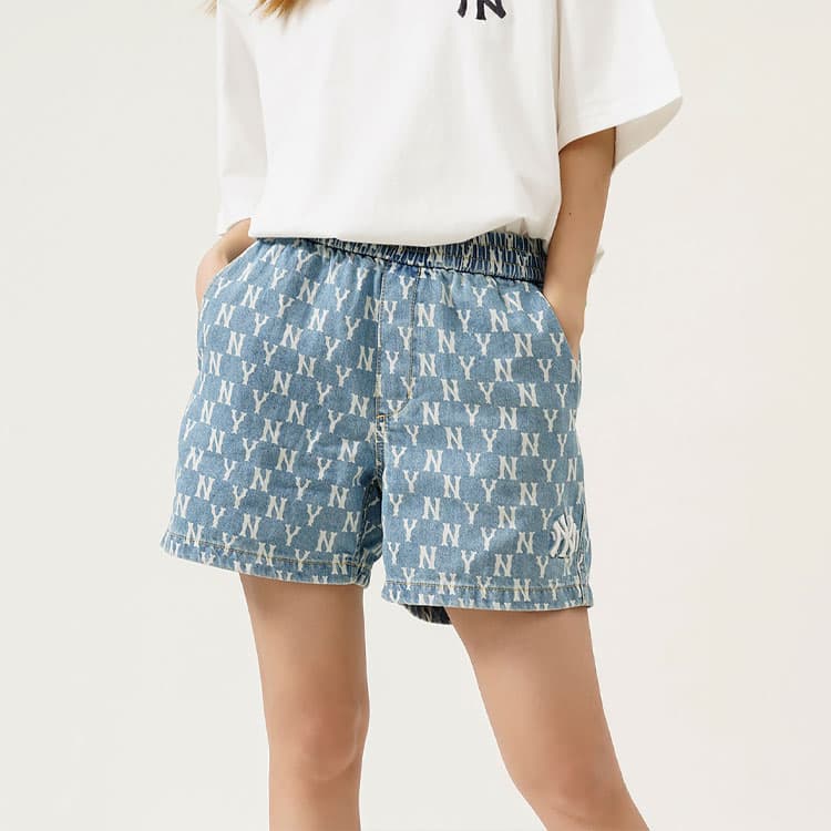 Джинсовые шорты MLB Classic Logo Denim Shorts Light Blue - изображение 4