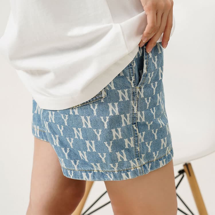 Джинсовые шорты MLB Classic Logo Denim Shorts Light Blue - изображение 7