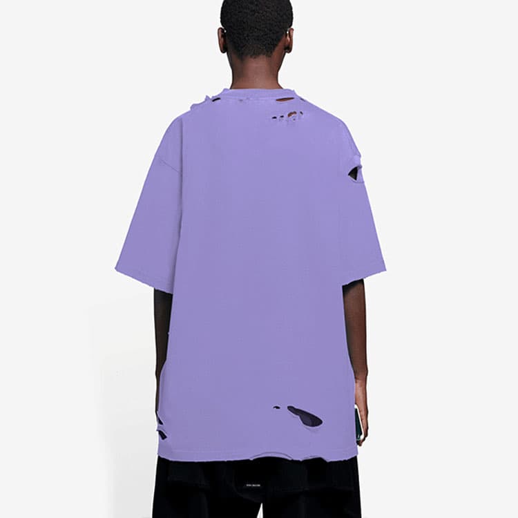 Футболка Balenciaga SS22 Caps Destroyed T-Shirt Purple - изображение 6