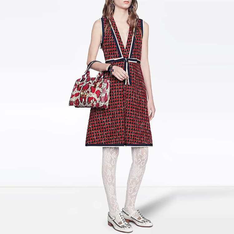 GUCCI Geometric Tweed Dress Red - изображение 4