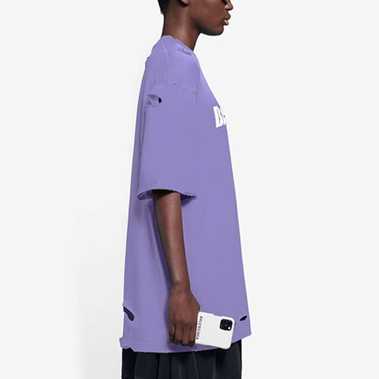 Футболка Balenciaga SS22 Caps Destroyed T-Shirt Purple - изображение 5