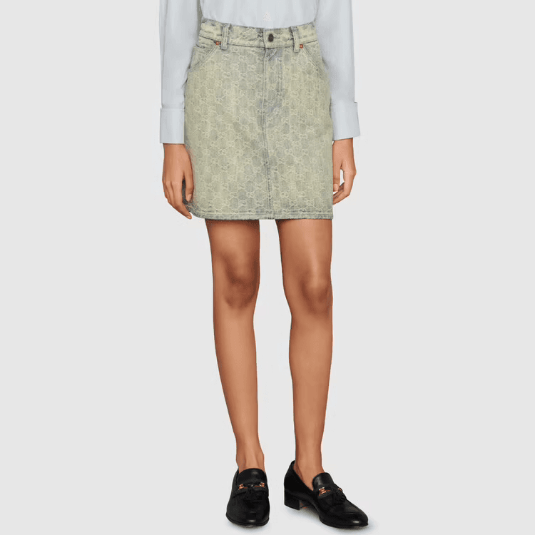GUCCI SS22 GG Jacquard Denim Skirt - изображение 7