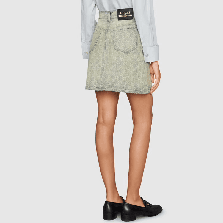 GUCCI SS22 GG Jacquard Denim Skirt - изображение 9