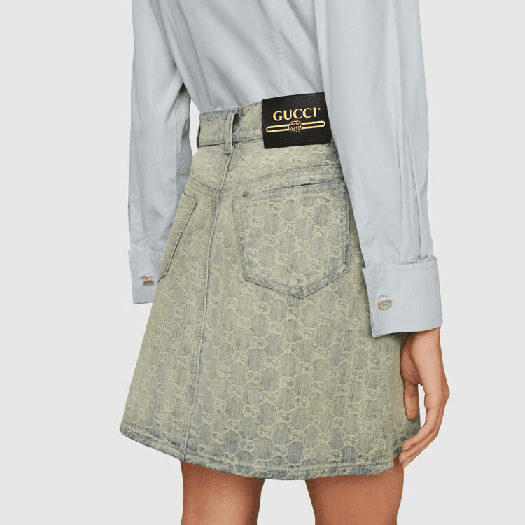 GUCCI SS22 GG Jacquard Denim Skirt - изображение 10