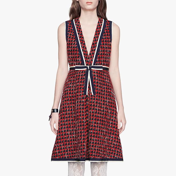 GUCCI Geometric Tweed Dress Red - изображение 5