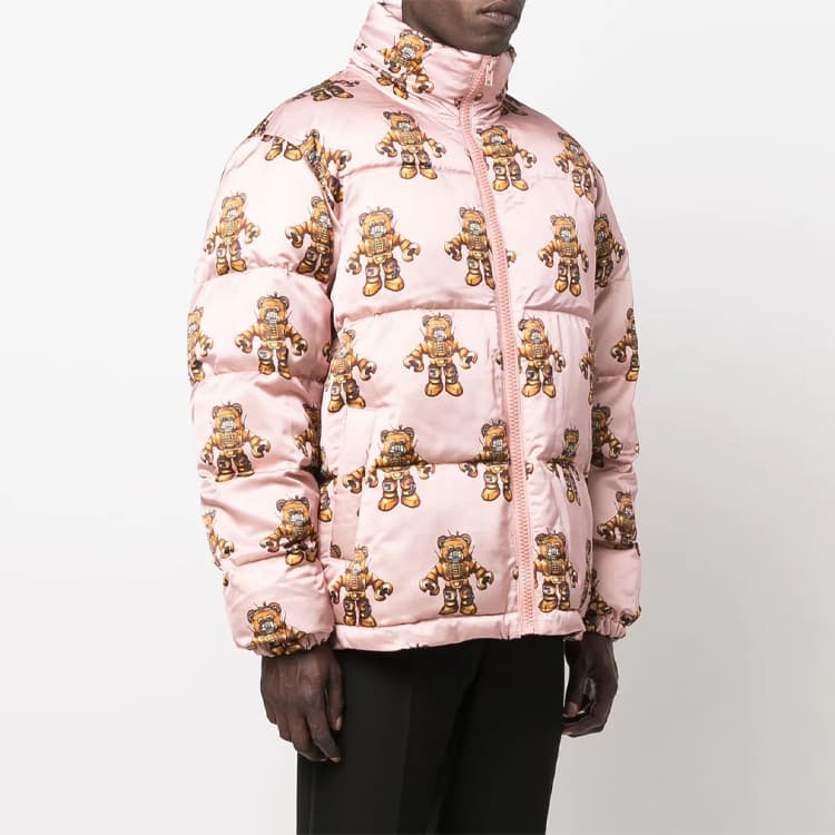 Зимняя куртка пуховик Moschino FW22 Printed Zip-Up Jacket Pink - изображение 4