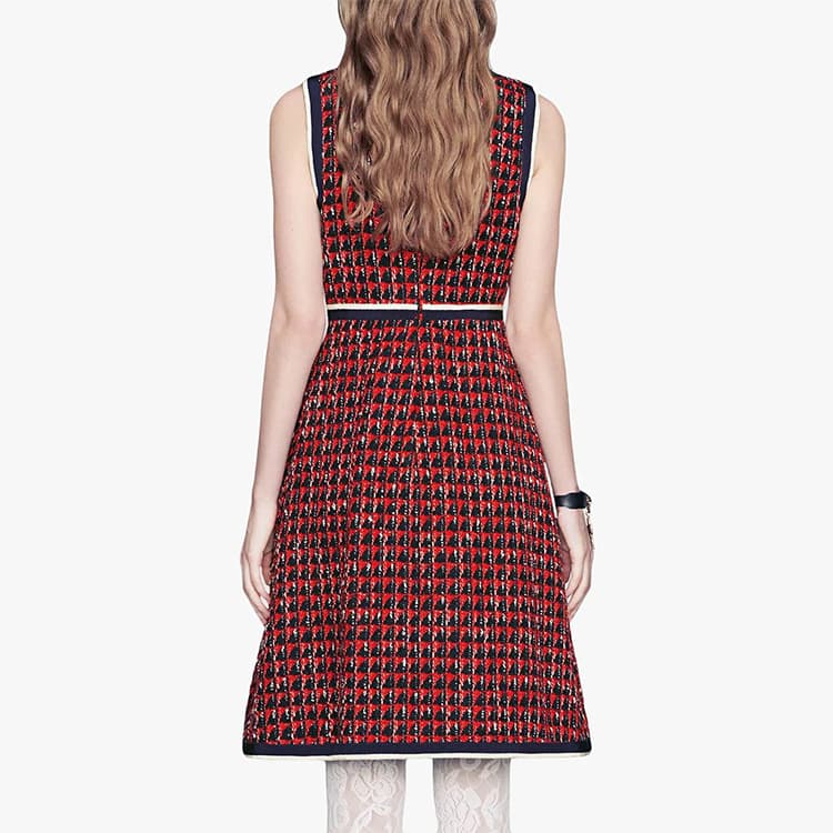 GUCCI Geometric Tweed Dress Red - изображение 6