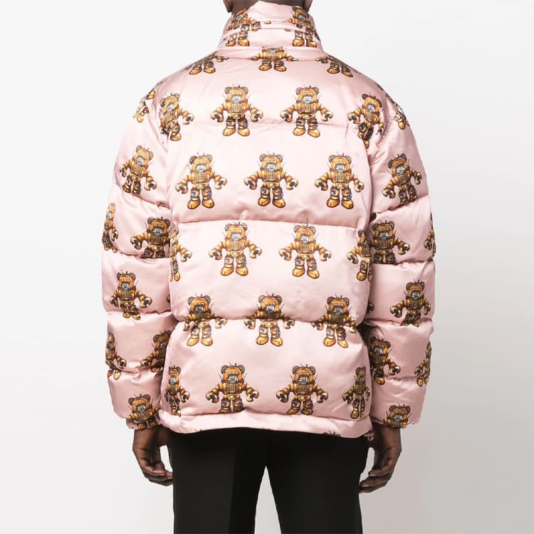 Зимняя куртка пуховик Moschino FW22 Printed Zip-Up Jacket Pink - изображение 3