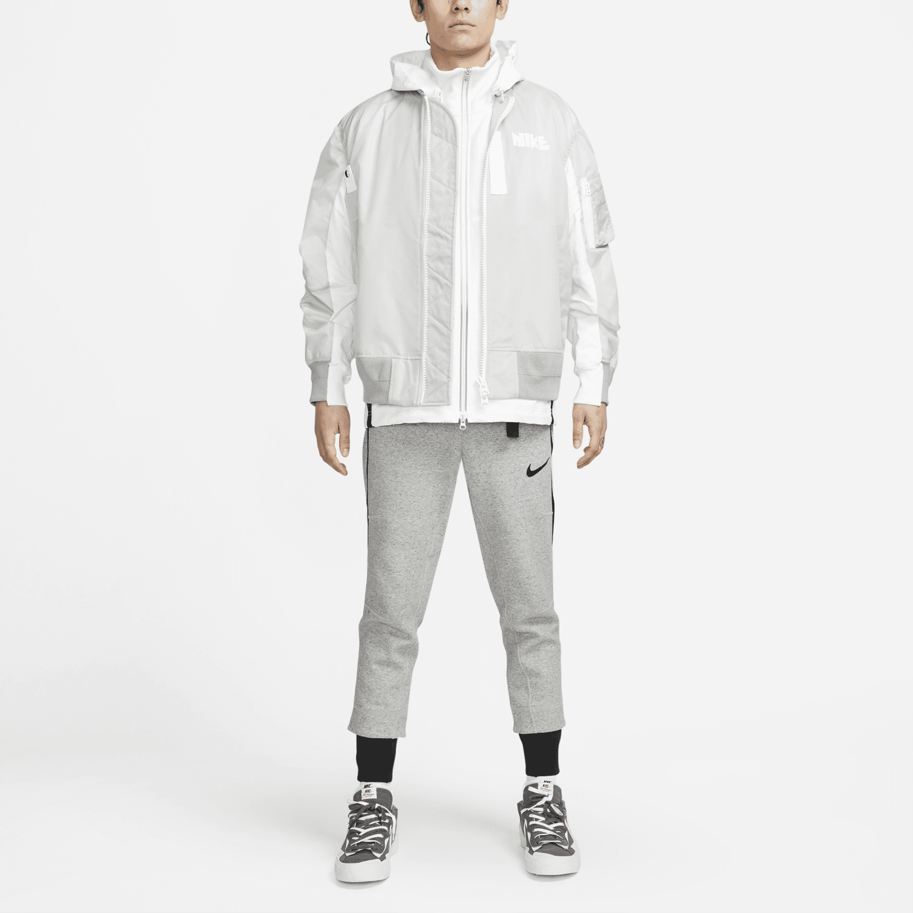 Куртка Nike x Sacai Hooded Jacket Grey - изображение 4