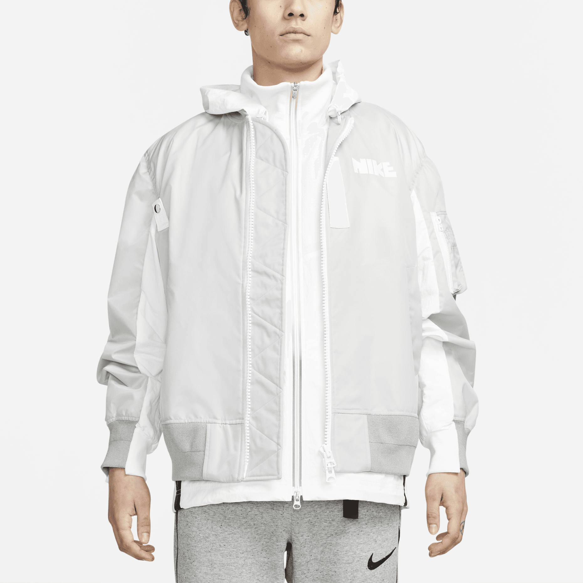 Куртка Nike x Sacai Hooded Jacket Grey - изображение 6