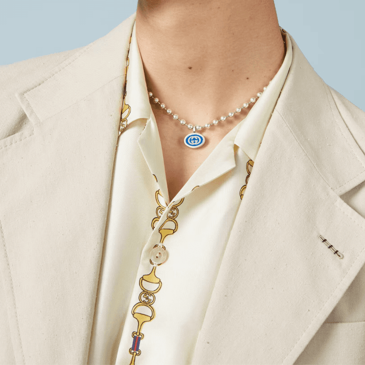 Ожерелье Gucci Interlocking G Necklace Blue - изображение 3