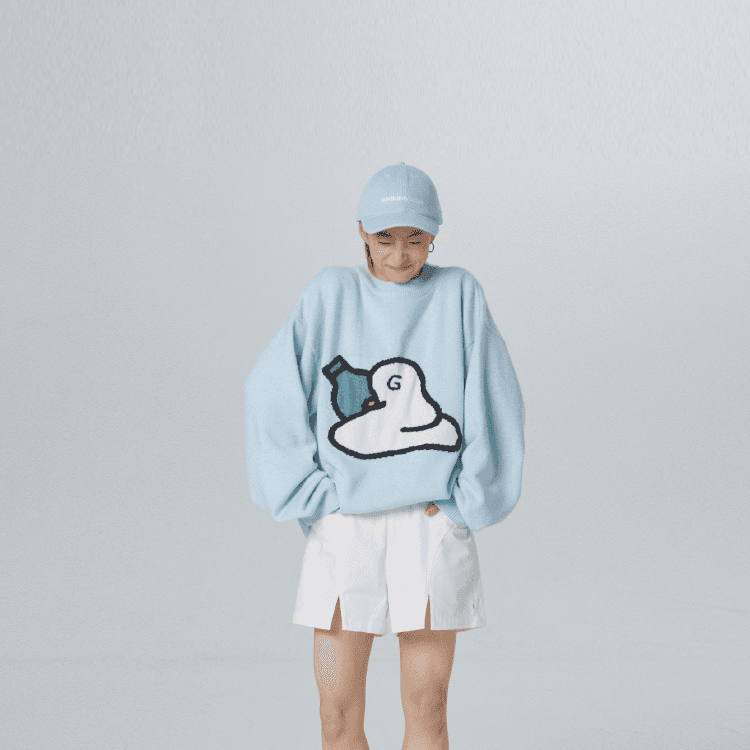 Кофта ROARINGWILD AW21 Beer Duck Jacquard Crewneck Sweater Blue - изображение 4