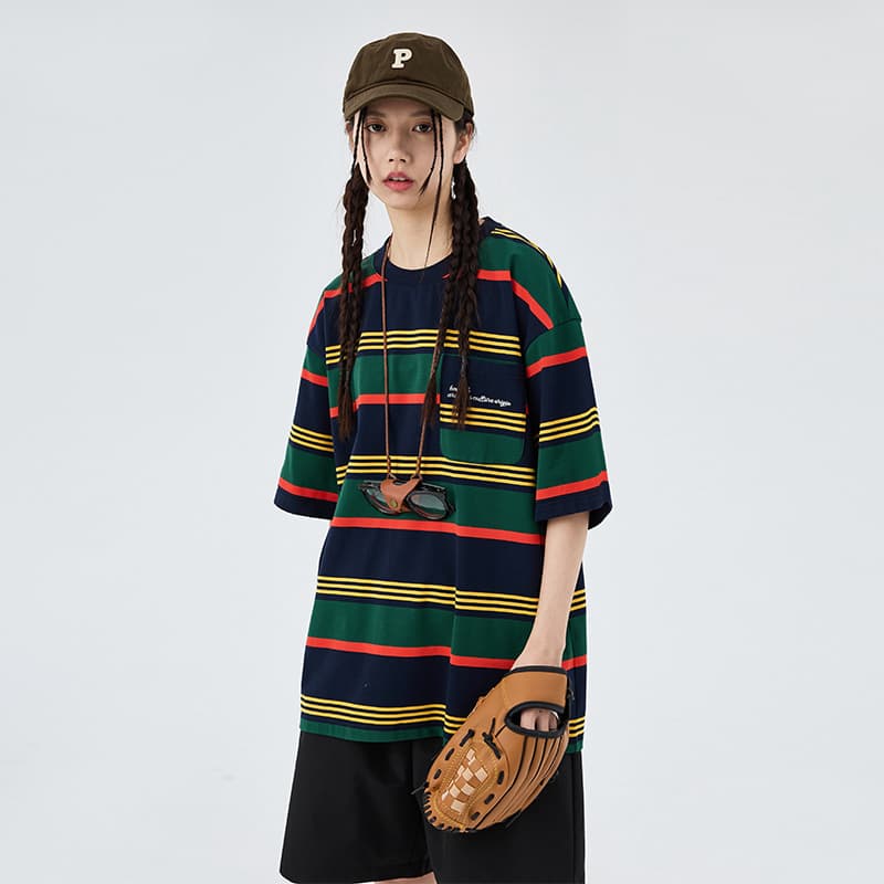Футболка BENMYSHOWER Rainbow Stripe T-Shirt Navy - изображение 13