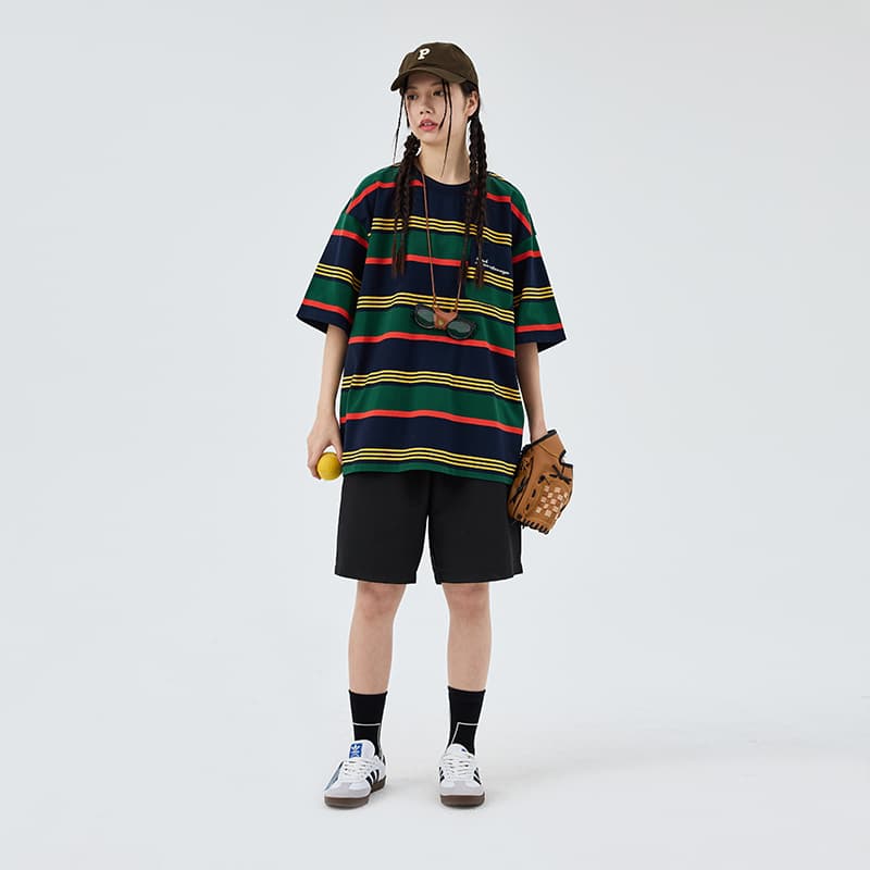 Футболка BENMYSHOWER Rainbow Stripe T-Shirt Navy - изображение 5