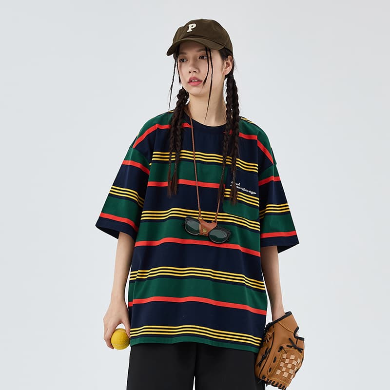 Футболка BENMYSHOWER Rainbow Stripe T-Shirt Navy - изображение 6