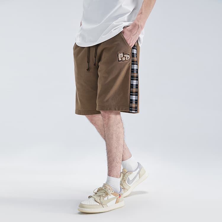 Шорты LAMLICKA Plaid Patchwork Shorts Brown - изображение 3