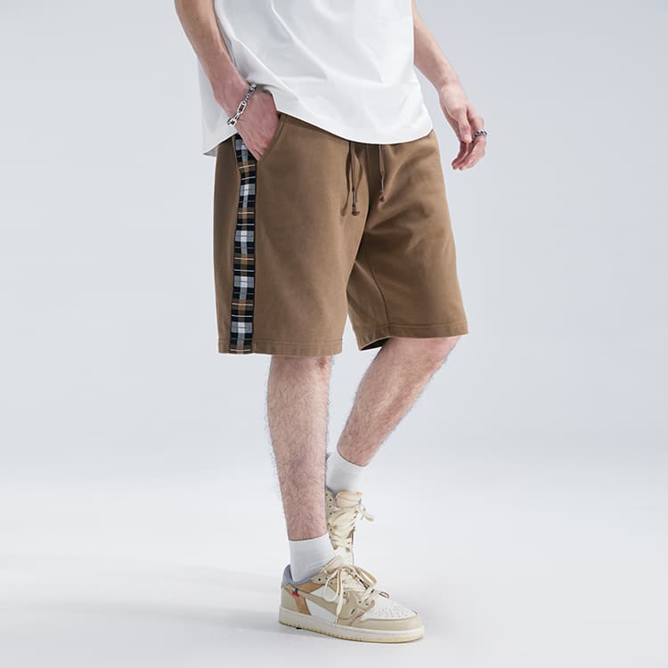 Шорты LAMLICKA Plaid Patchwork Shorts Brown - изображение 5