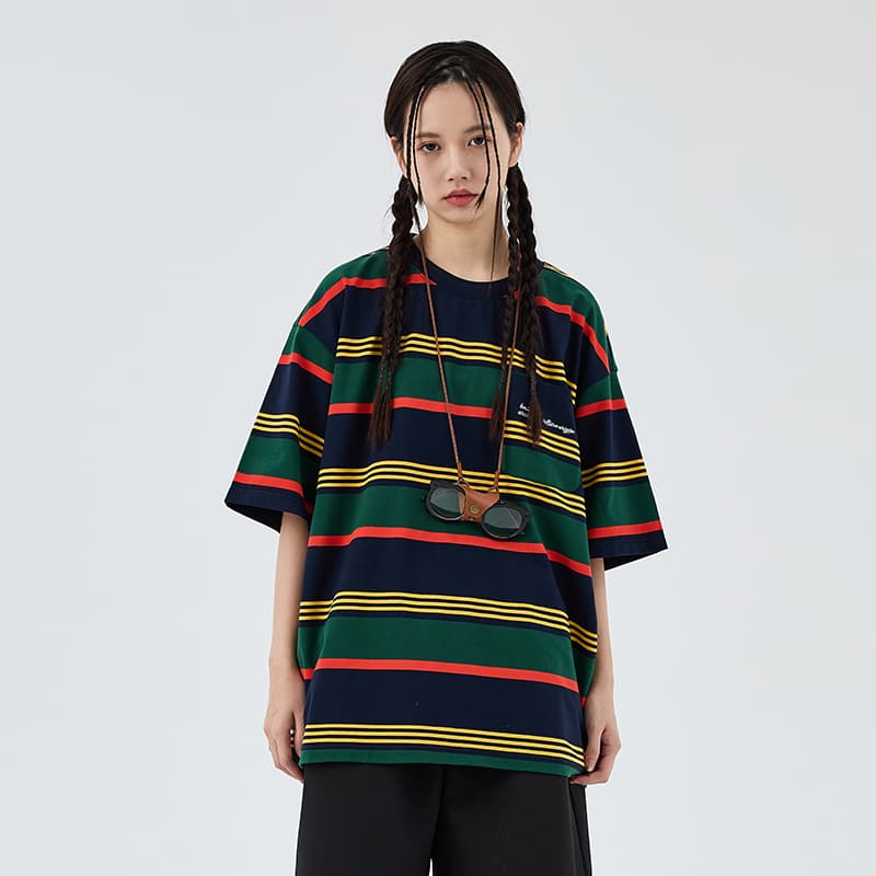 Футболка BENMYSHOWER Rainbow Stripe T-Shirt Navy - изображение 7