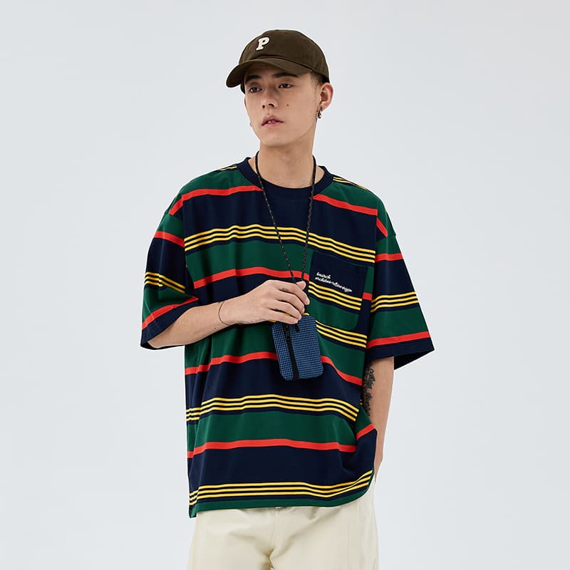 Футболка BENMYSHOWER Rainbow Stripe T-Shirt Navy - изображение 10