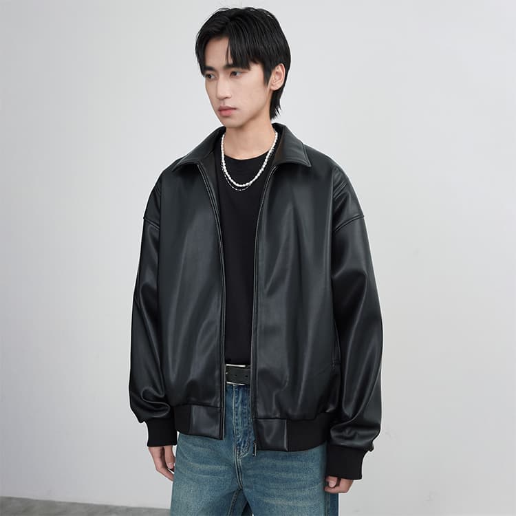 Кожаная куртки DIMC PU Leather Jacket Black - изображение 5