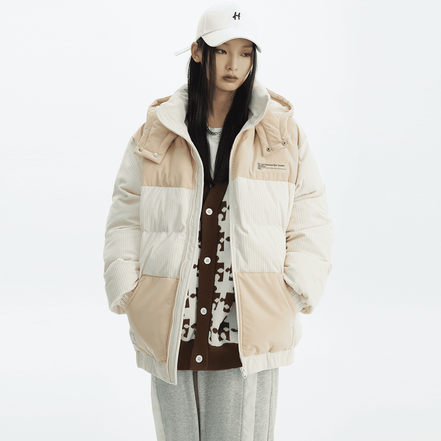 Зимняя куртка пуховик ICONS Lab Corduroy Patchwork Hooded Jacket - изображение 7