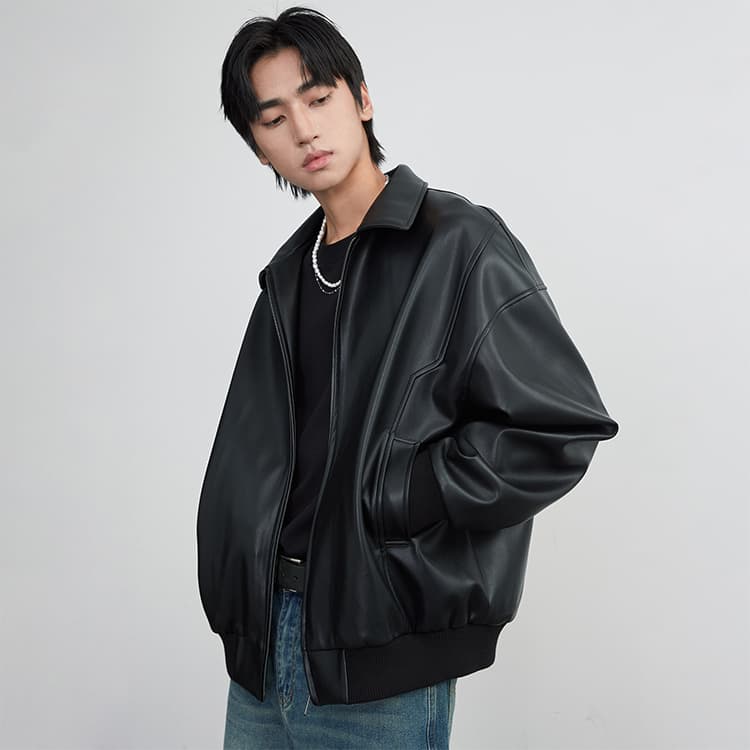 Кожаная куртки DIMC PU Leather Jacket Black - изображение 3
