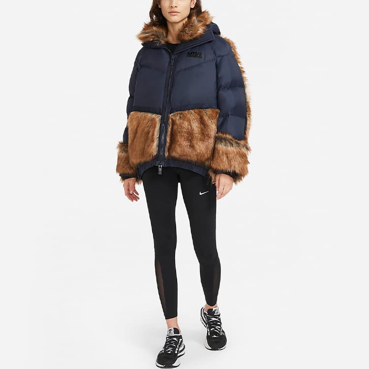 Пуховик Nike x Sacai Hooded Down Parka Brown - изображение 4