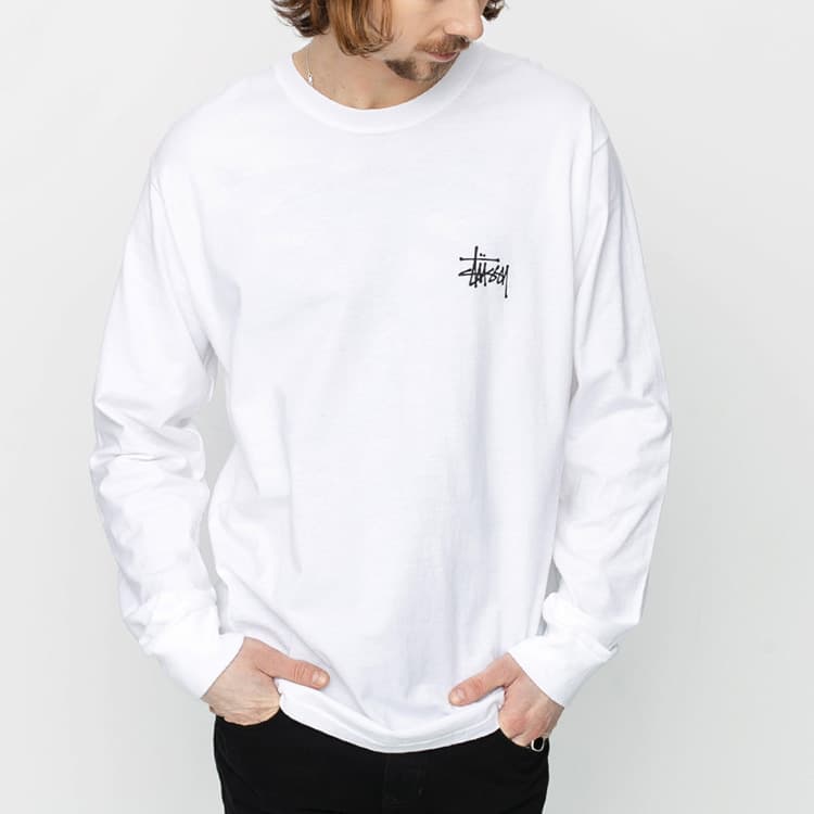 Футболка Stussy Basic L/S Tee White - изображение 3