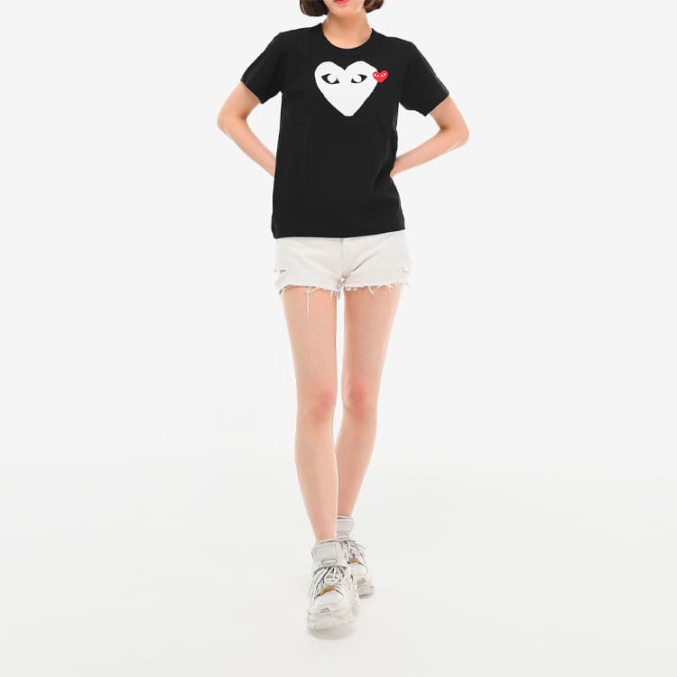 Футболка CDG Play Heart Print T-Shirt Black - изображение 6