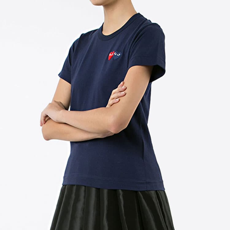 Футболка CDG Play Double Heart T-Shirt Navy - изображение 5