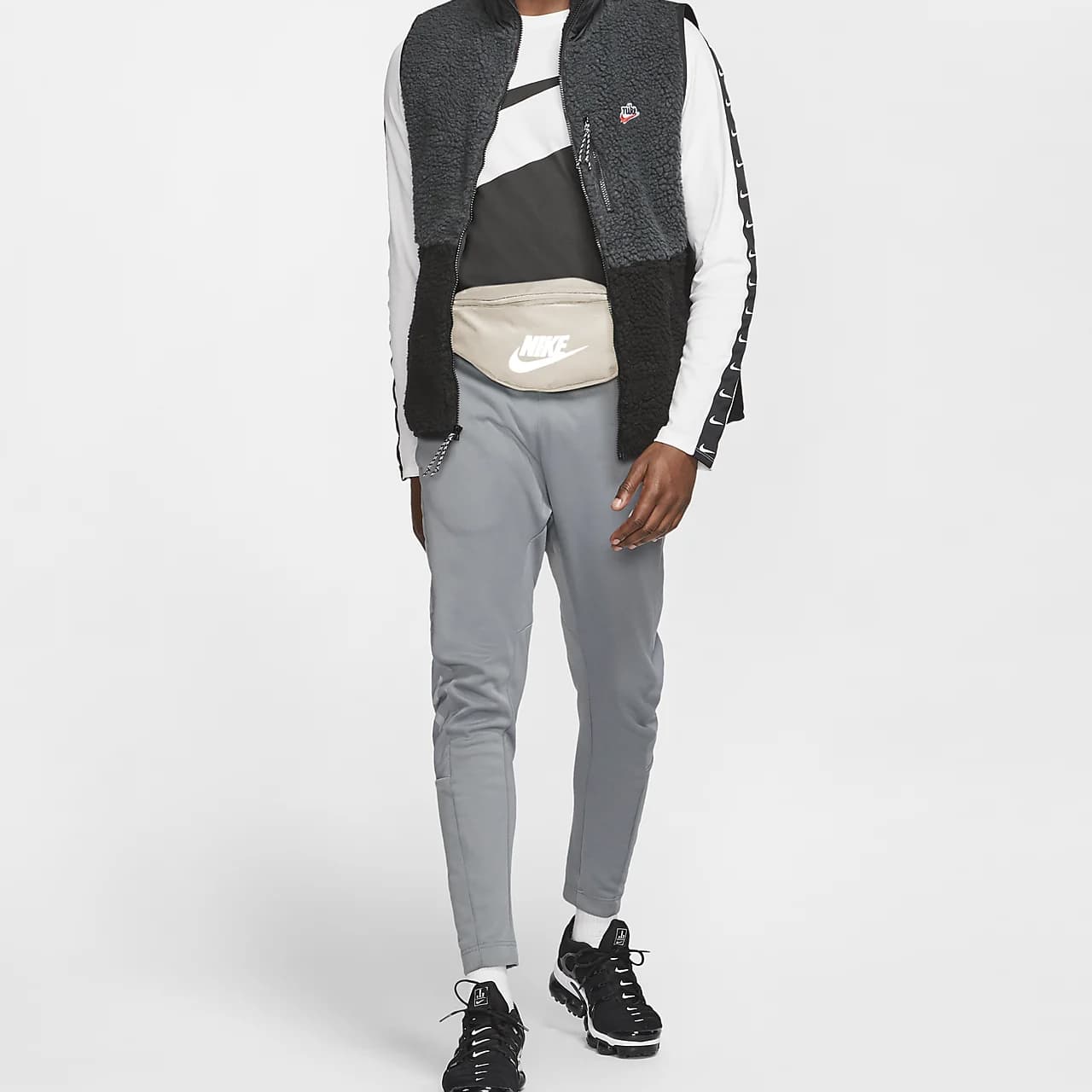 Поясная сумка Nike Logo Zip Waist Bag Gray White - изображение 4