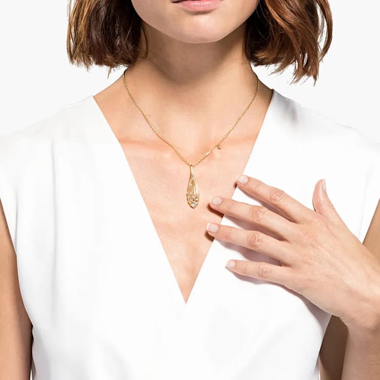 Ожерелье Swarovski Stunning Olive Necklace Gold - изображение 4