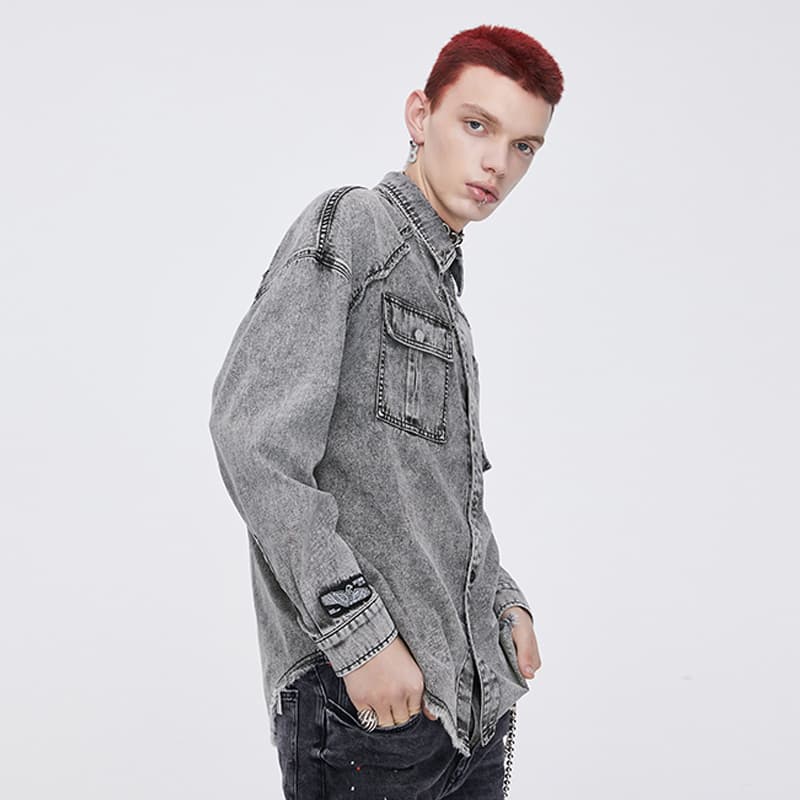 Рубашка Boy London SS21 Logo Denim Shirt Grey - изображение 4