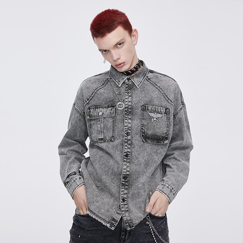 Рубашка Boy London SS21 Logo Denim Shirt Grey - изображение 6