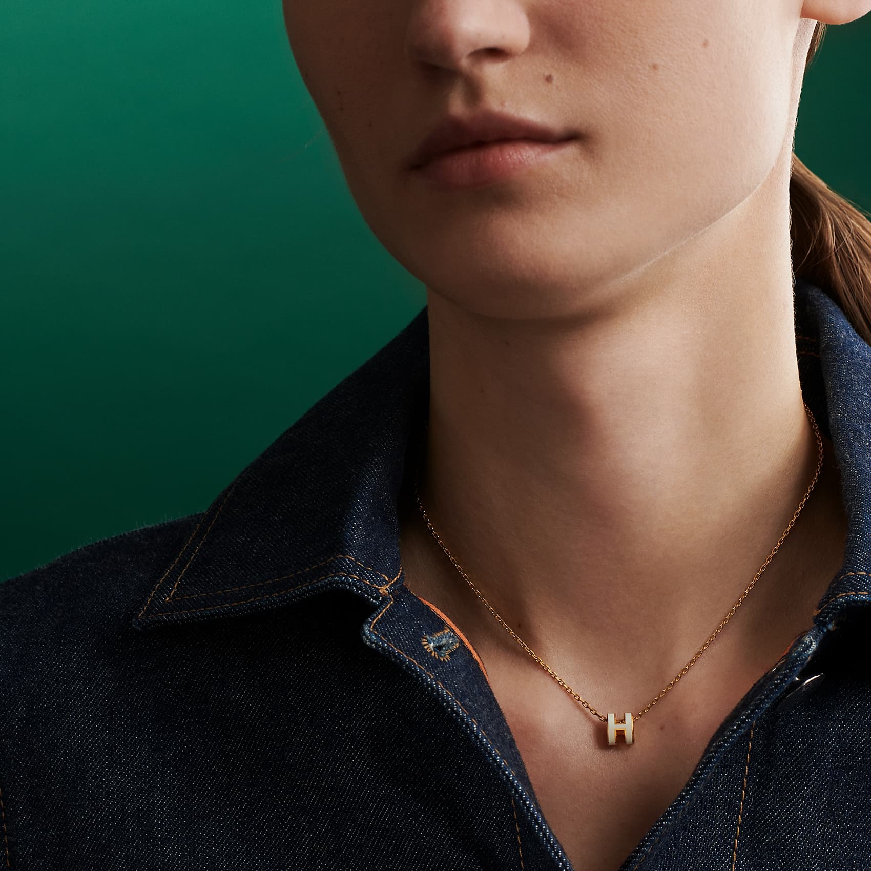 Ожерелье Hermes Mini Pop H Necklace Gold - изображение 4