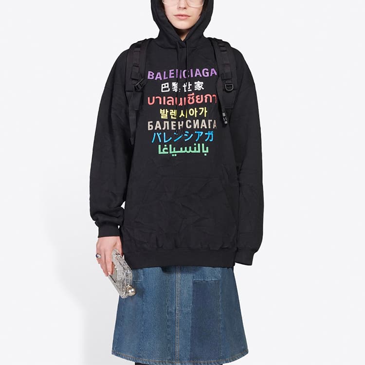 Худи Balenciaga Multilingual Logo Hoodie Black - изображение 3