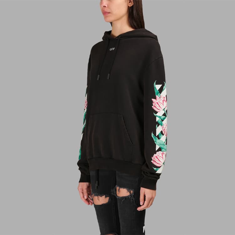 Худи OFF-WHITE Floral Print Hoodie Black - изображение 3