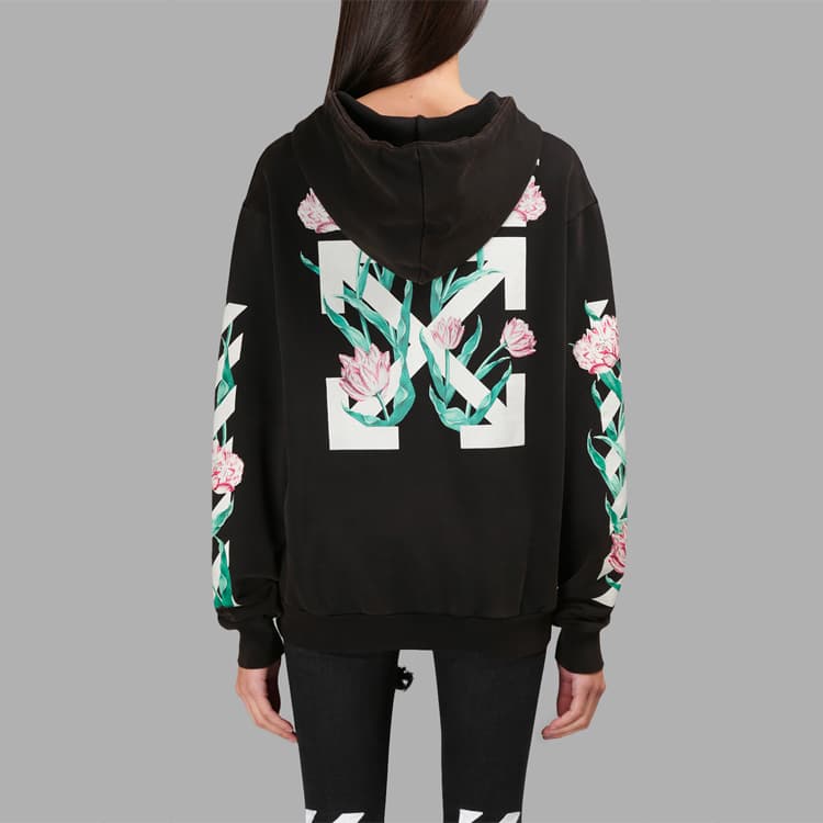 Худи OFF-WHITE Floral Print Hoodie Black - изображение 4
