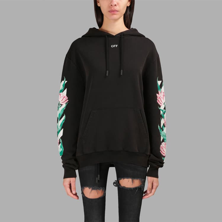 Худи OFF-WHITE Floral Print Hoodie Black - изображение 2