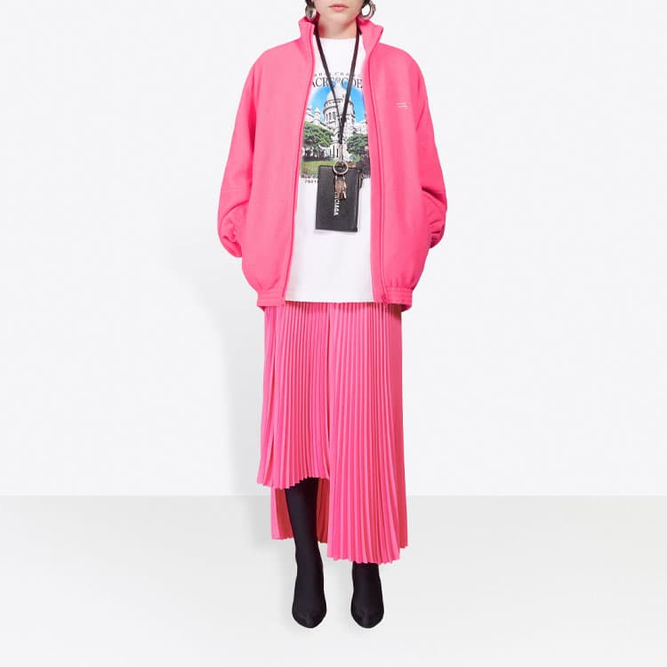 Куртка Balenciaga SS21 Reversible Fleece Jacket Fluorescent Pink - изображение 7