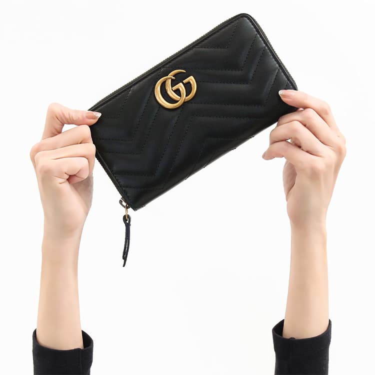 Кошелек Gucci GG Marmont Long Zip Wallet Black - изображение 5