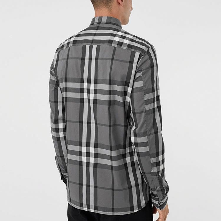 Рубашка Burberry Large Check Shirt Carbon Gray — фото 8