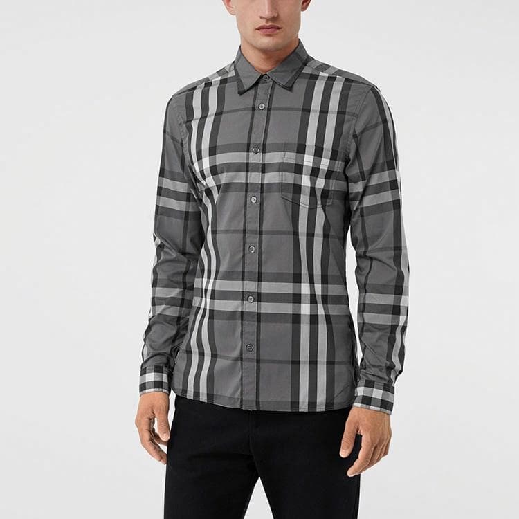 Рубашка Burberry Large Check Shirt Carbon Gray — фото 9