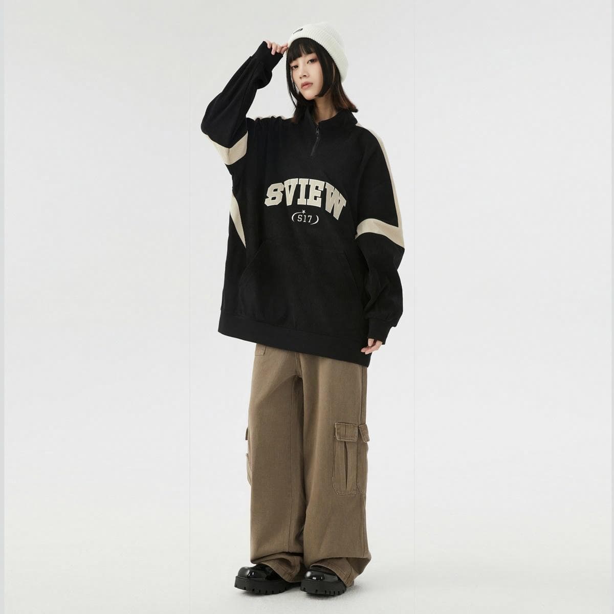 Худи S.view Retro Colorblock Embroidered Corduroy Pullover - изображение 8