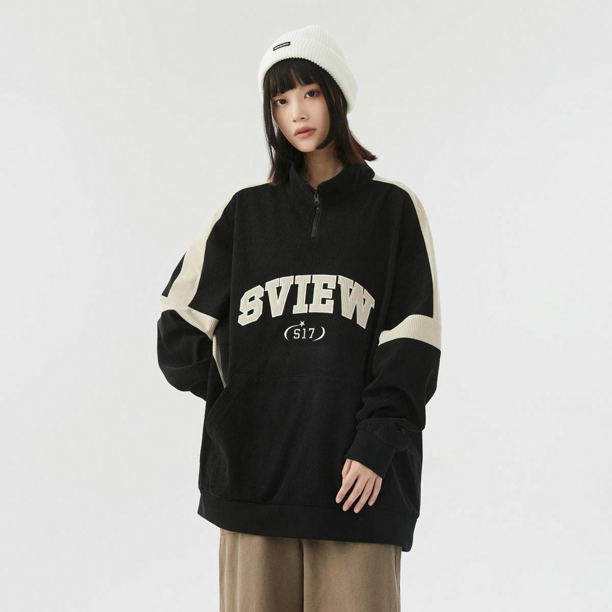 Худи S.view Retro Colorblock Embroidered Corduroy Pullover - изображение 4