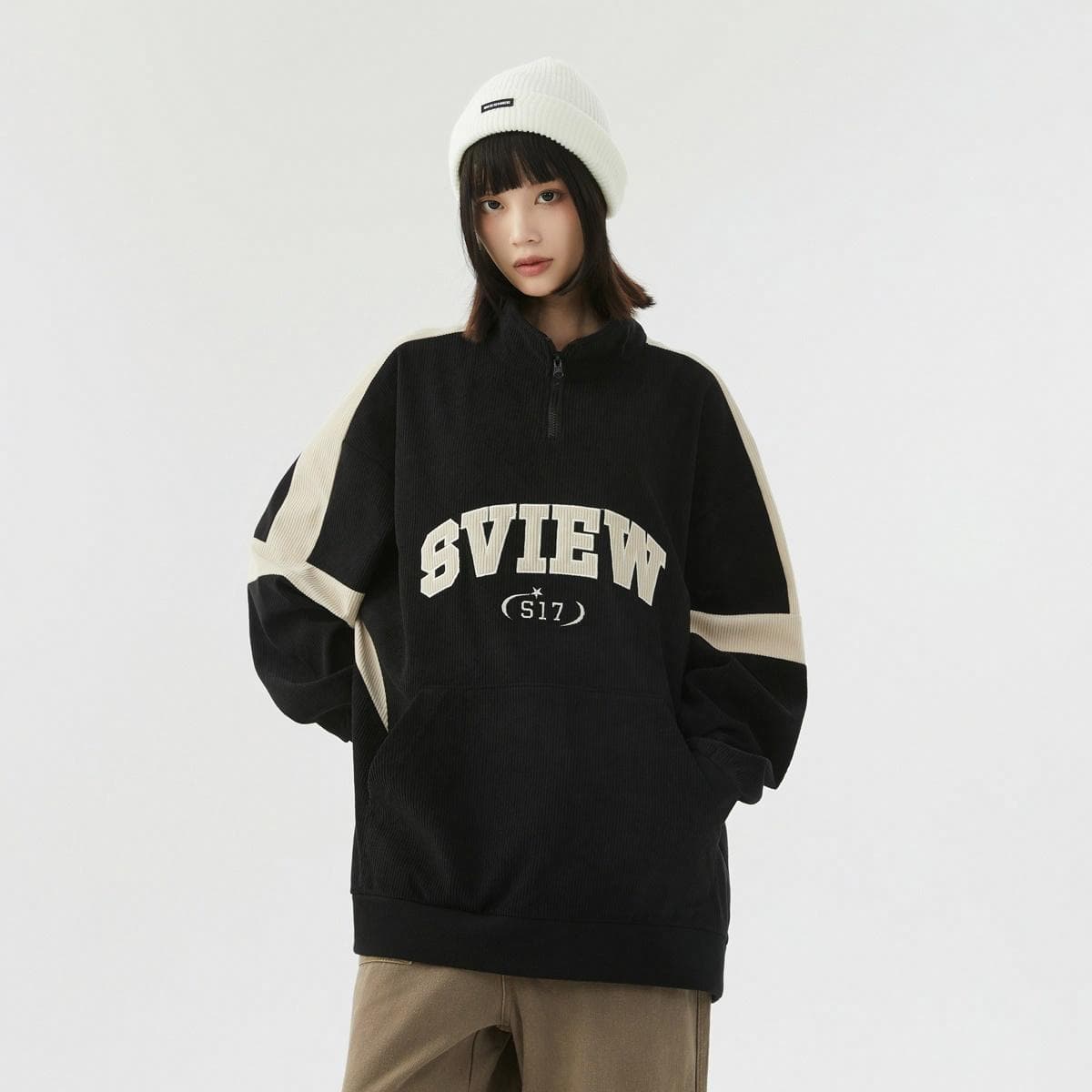 Худи S.view Retro Colorblock Embroidered Corduroy Pullover - изображение 3