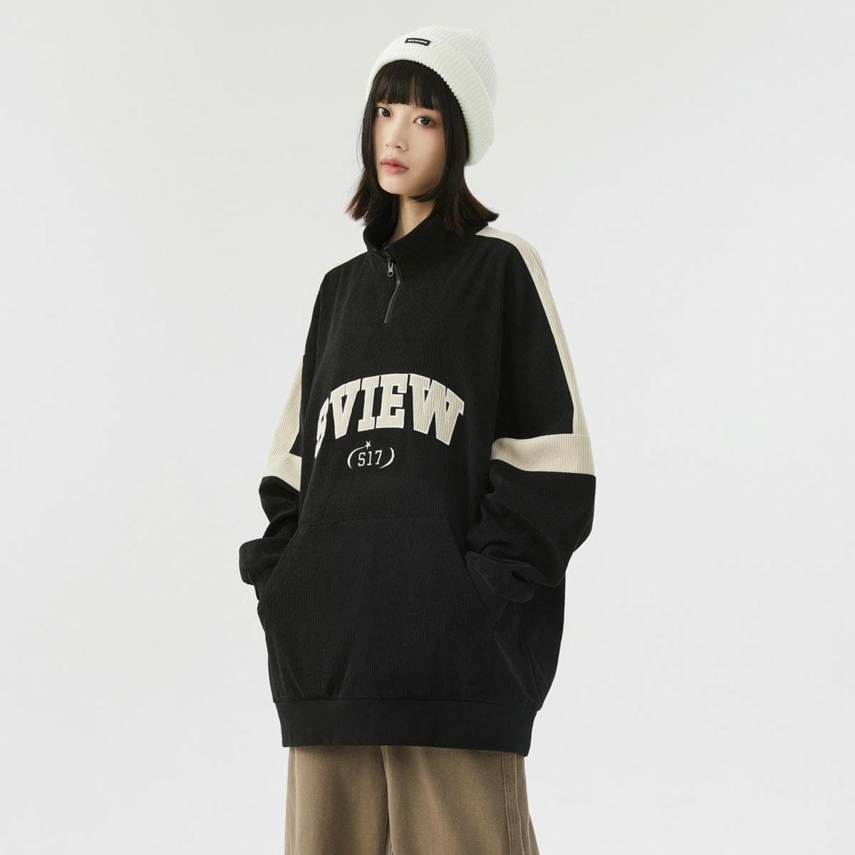 Худи S.view Retro Colorblock Embroidered Corduroy Pullover - изображение 5