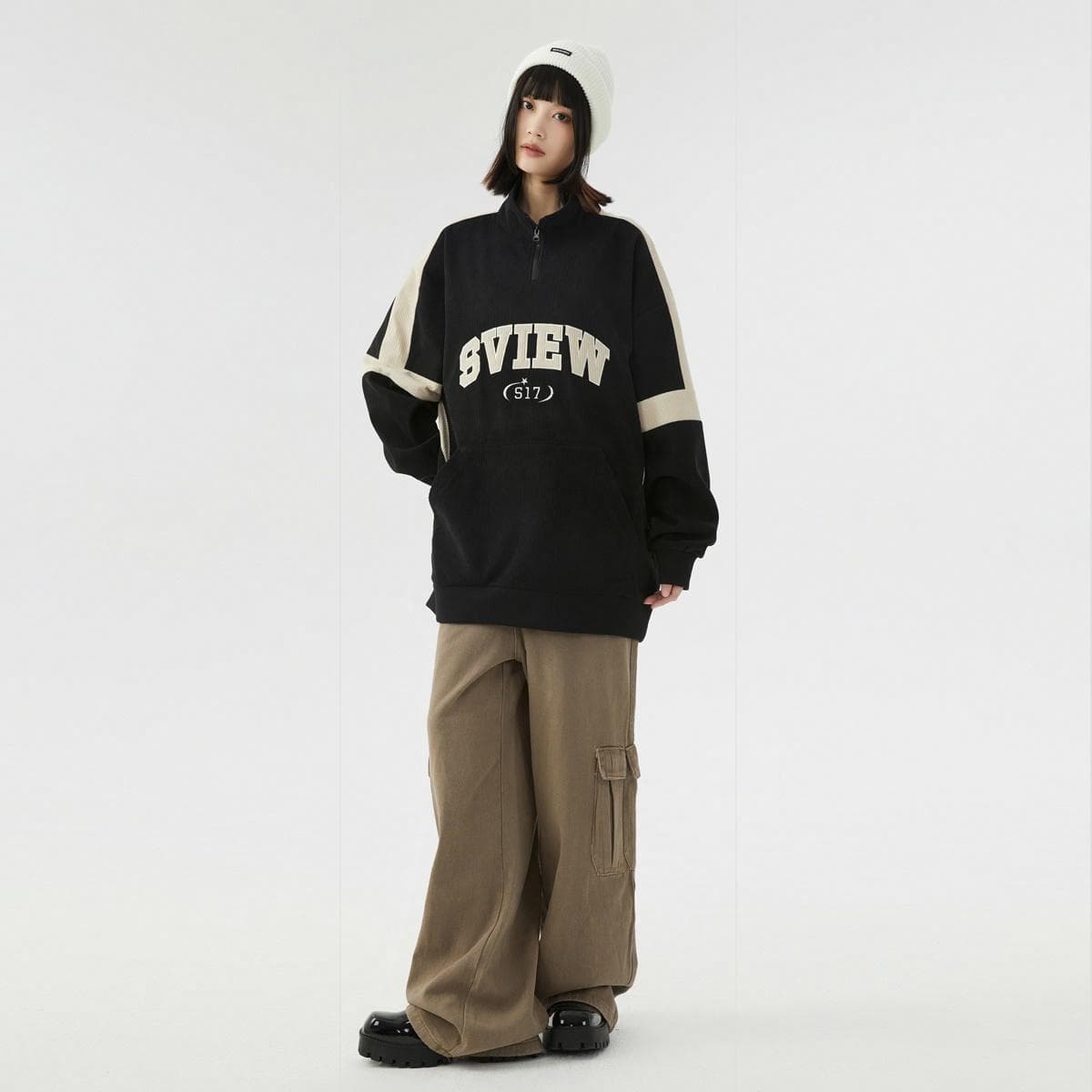 Худи S.view Retro Colorblock Embroidered Corduroy Pullover - изображение 7