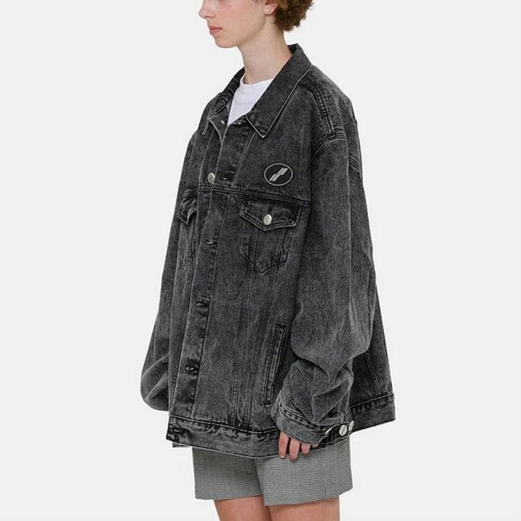 Джинсовая куртка WE11DONE FW22 Round Logo Denim Jacket Black Washed - изображение 3